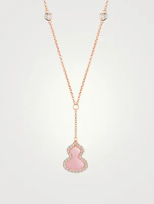 Petite Wulu 18K Rose Gold Necklace With Pink Opal And Diamonds
