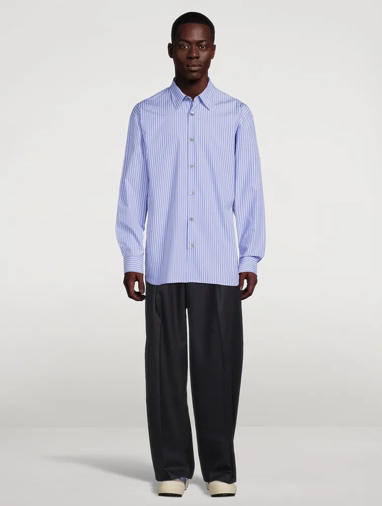 Cotton Poplin Shirt Striped Print