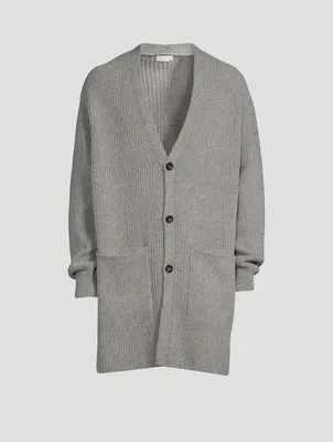 Alpaca-Blend Knit High-Low Cardigan