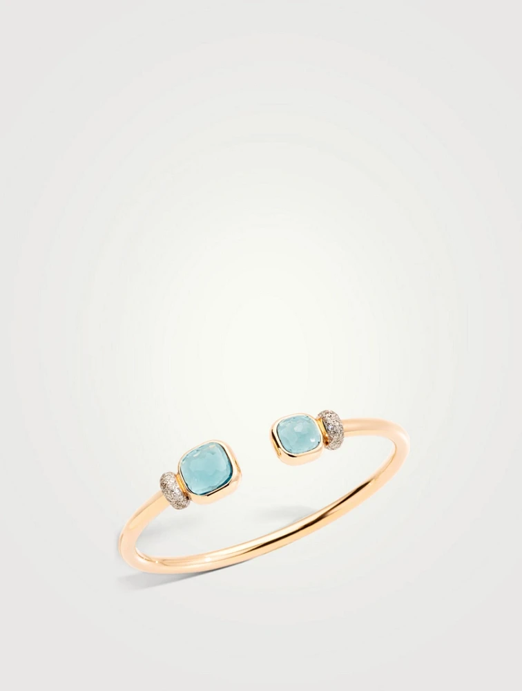 Nudo 18K Rose Gold Bangle Bracelet With Blue Topaz And Diamonds