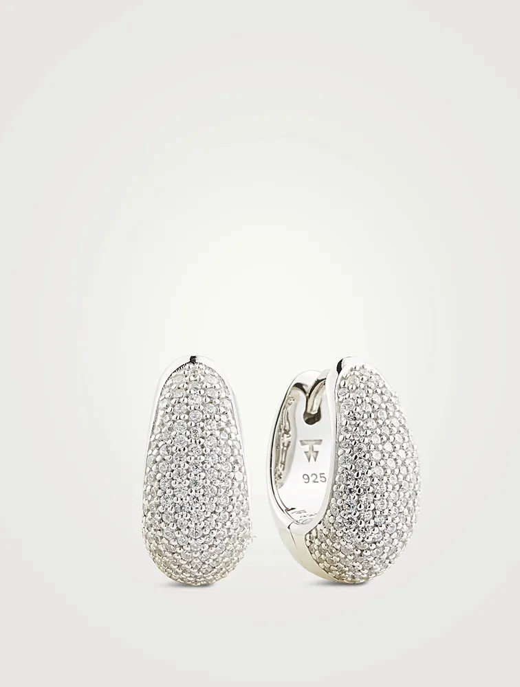 Small Pave Ice Huggie Hoop Earrings