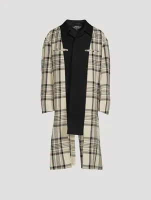 Layered Long Coat Check Print