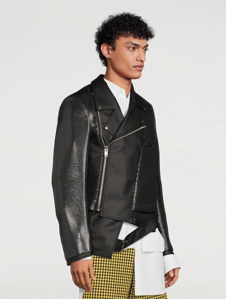 Faux Leather Asymmetric Biker Jacket