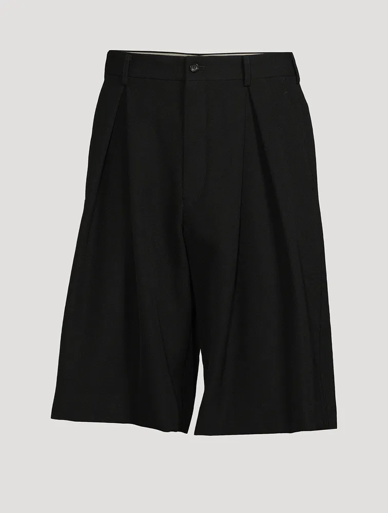 Wool Pleated Bermuda Shorts