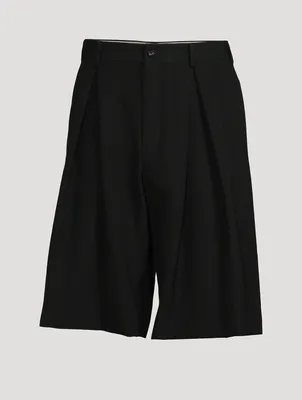 Wool Pleated Bermuda Shorts