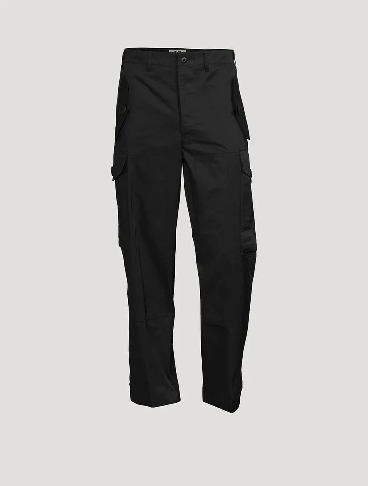 Cotton-Blend Straight-Leg Cargo Pants