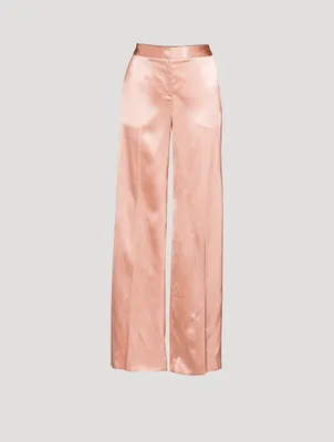 Satin Wide-Leg Trousers