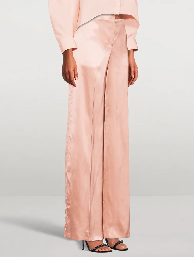Satin Wide-Leg Trousers