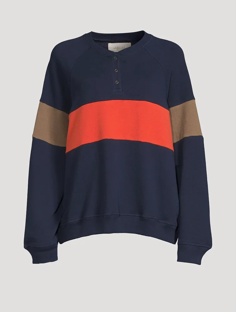 The Stripe Slouch Henley Sweatshirt