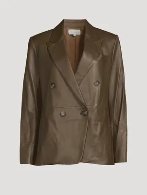 Leather Double-Breasted Blazer