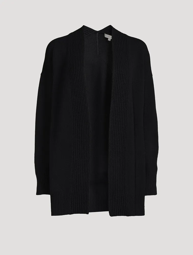Wool Cashmere Ribbed Placket Cardigan