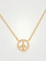 14K Gold Mini Peace Necklace With Diamonds