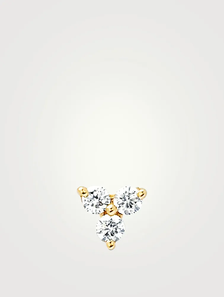 14K Gold Trio Stud Earring With Diamonds