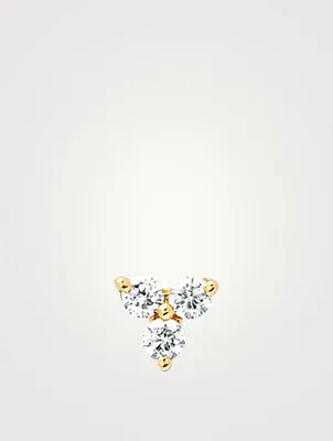 14K Gold Trio Stud Earring With Diamonds