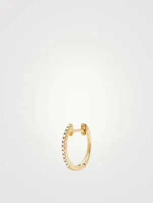14K Gold Mini Huggie Earring With Diamonds