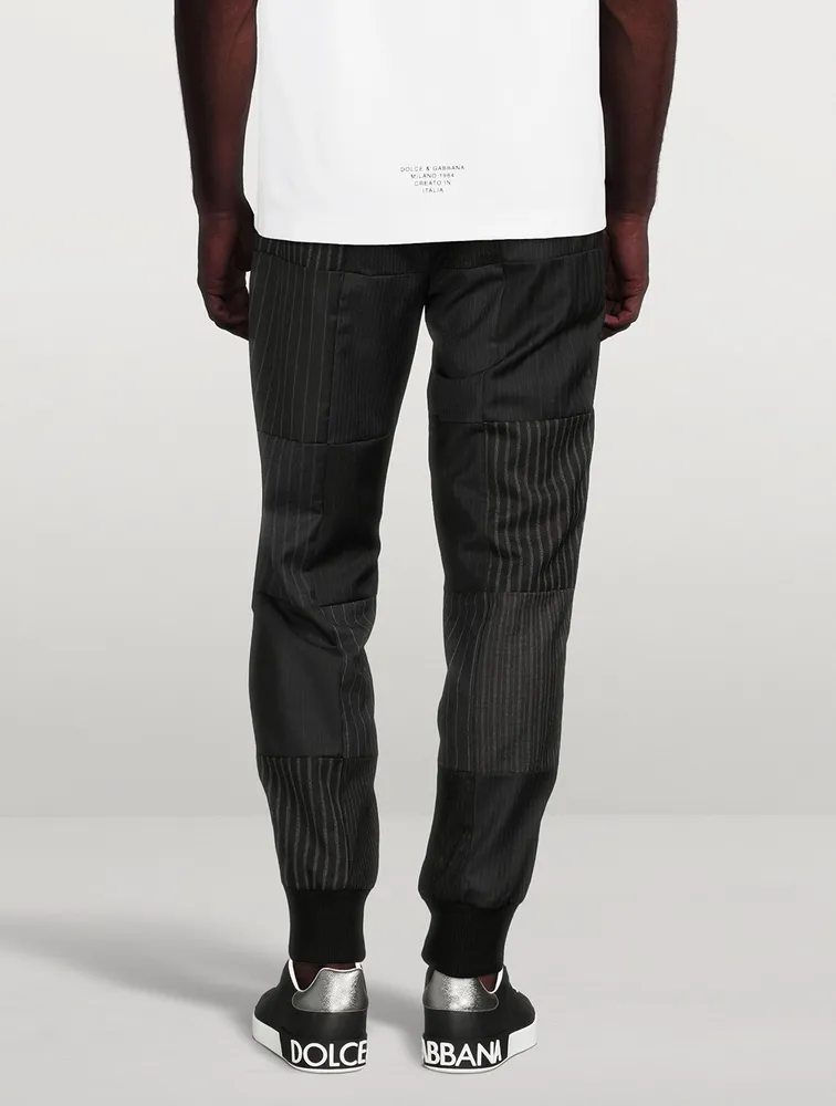Wool-Blend Jogger Pants Pinstriped Print