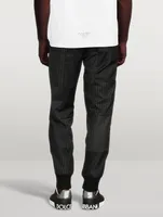Wool-Blend Jogger Pants Pinstriped Print