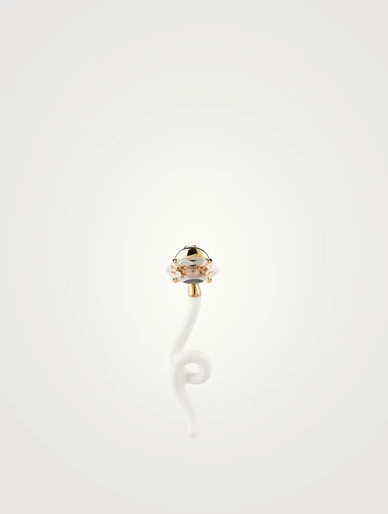 Groovy Tendril Earring With Rock Crystal