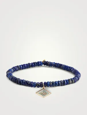 Beaded Bracelet With 14K Gold Diamond Charm