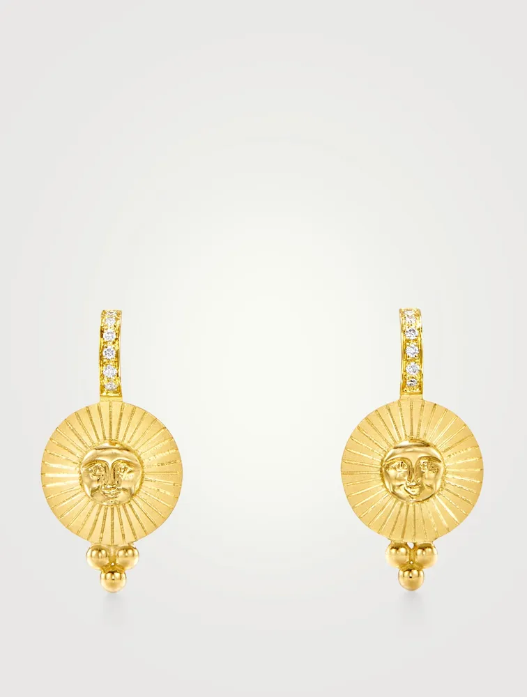 18K Gold Sole Earrings With Diamonds