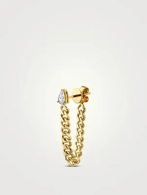 18K Gold Cuban Link Diamond Earring