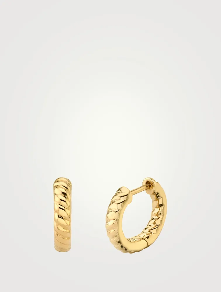 18K Yellow Gold Zoe Braided Huggie Hoop Earrings