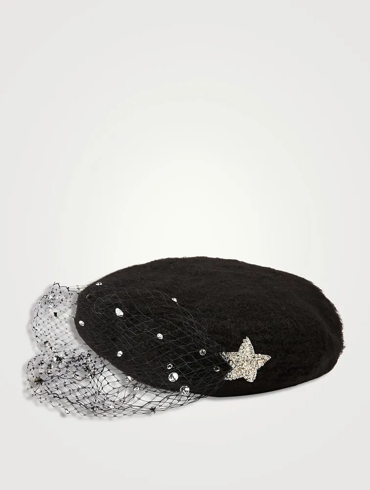 Aurora Voilette Angora Beret With Veil