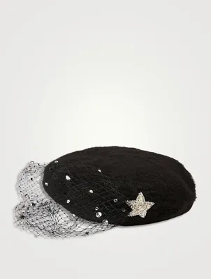 Aurora Voilette Angora Beret With Veil