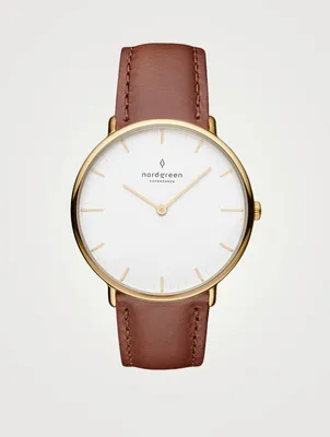 Native Stainless Steel Leather Strap Watch
