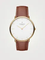 Native Stainless Steel Leather Strap Watch