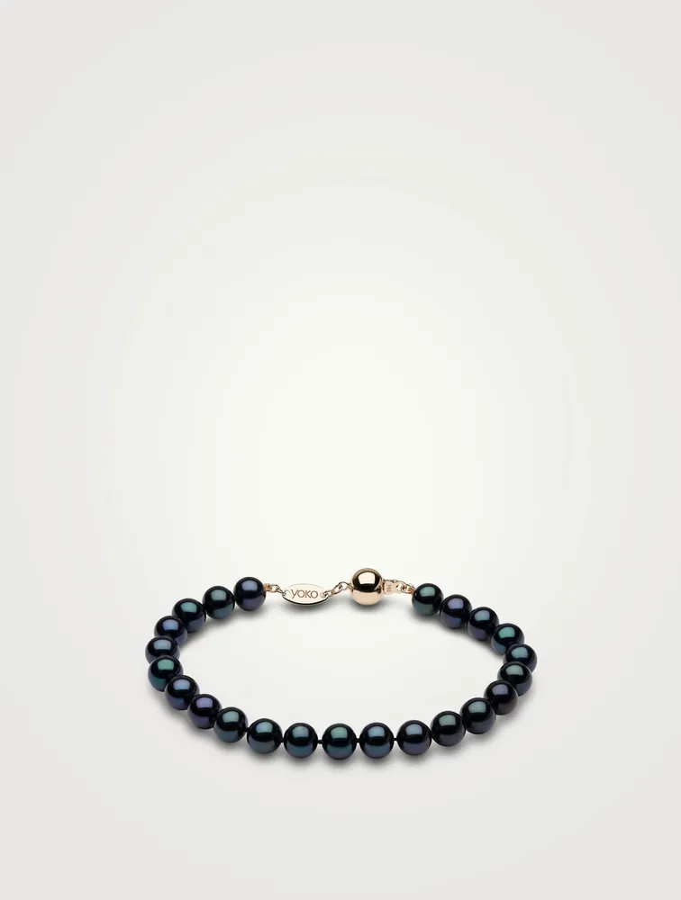 Classic 18K Gold Black Freshwater Pearl Bracelet