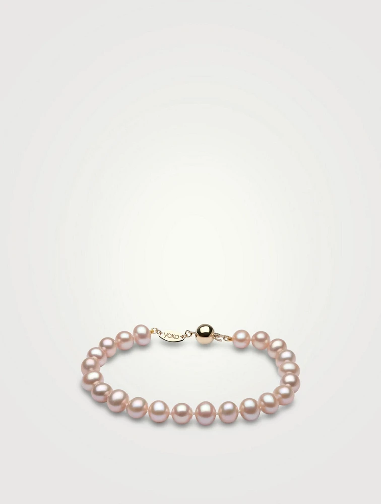 Classic 18K Gold Pink Freshwater Pearl Bracelet