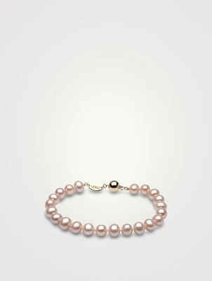 Classic 18K Gold Pink Freshwater Pearl Bracelet