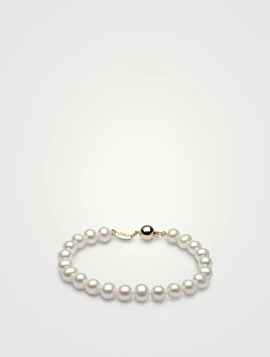 Classic 18K Gold White Freshwater Pearl Bracelet