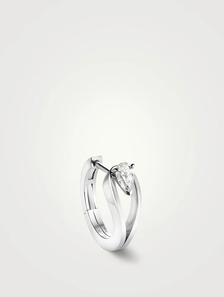 Serti Inverse 18K White Gold Earring With Diamond