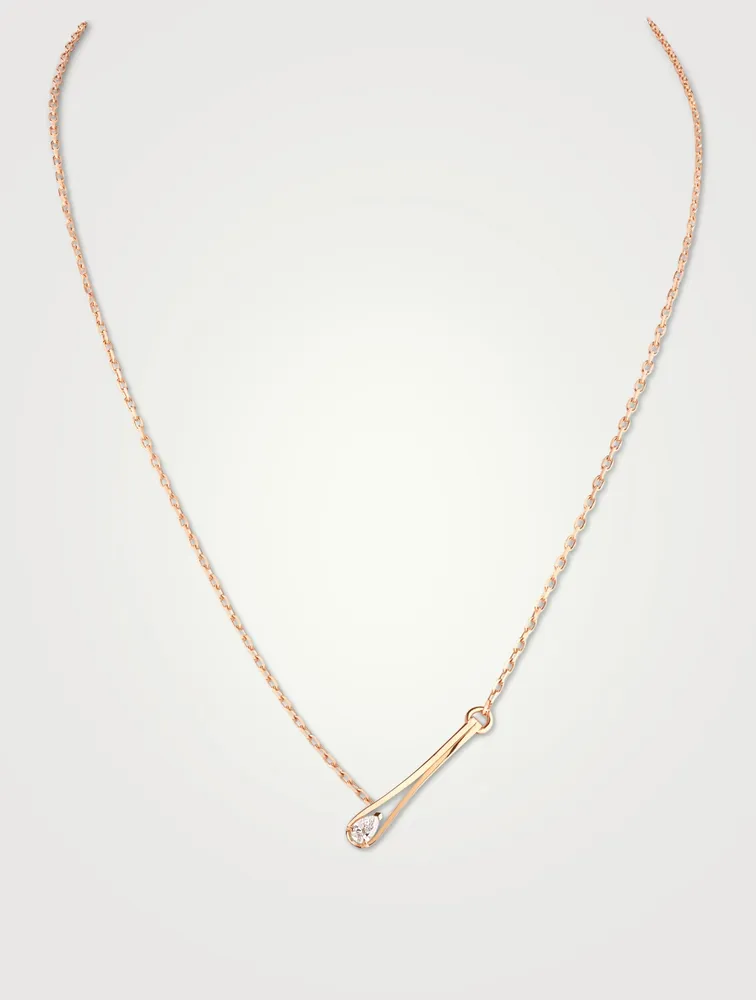 Serti 18K Rose Gold Inverse Pendant Necklace With Diamond