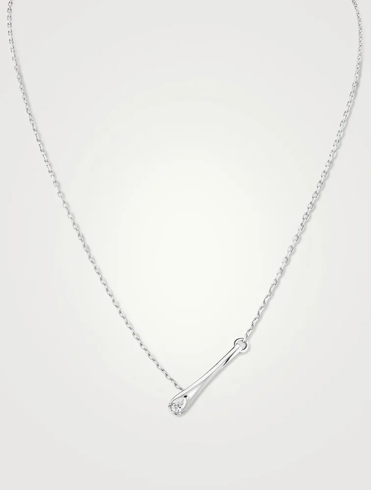 Serti 18K White Gold Inverse Pendant Necklace With Diamond