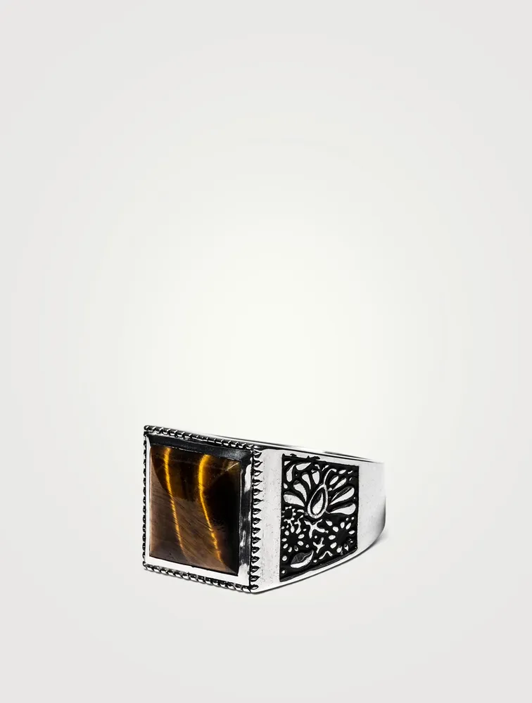 Sterling Silver Buick Ring With Tiger Eye