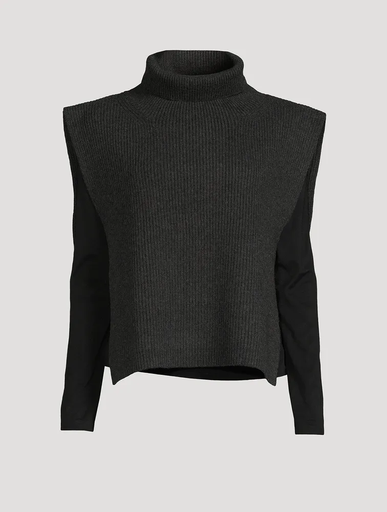 Ribbed Lambswool Poncho Bib