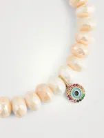 Beaded Bracelet With 14K Gold Evil Eye Charm