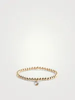 14K Gold Beaded Bracelet With Yin Yang Charm