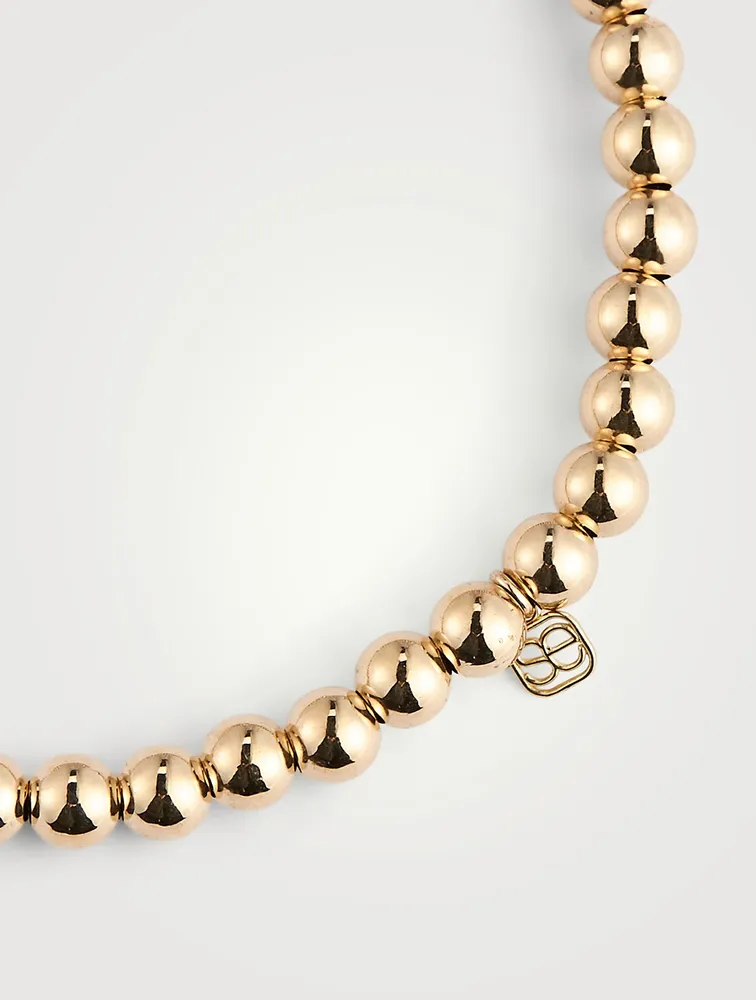 14K Gold Beaded Bracelet With Yin Yang Charm