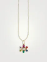 14K Gold Evil Eye Pendant Necklace With Multicolour Stones
