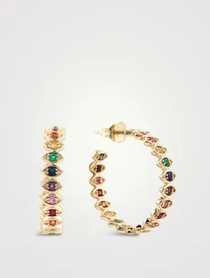 14K Gold Evil Eye Hoop Earrings