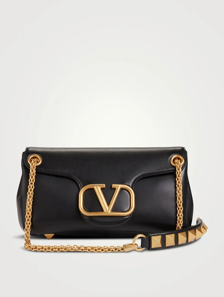 Stud Sign Leather Shoulder Bag