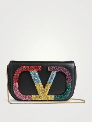 VLOGO Crystal-Embellished Leather Crossbody Bag