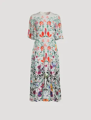 Silk Crepe De Chine Dress Floral Print
