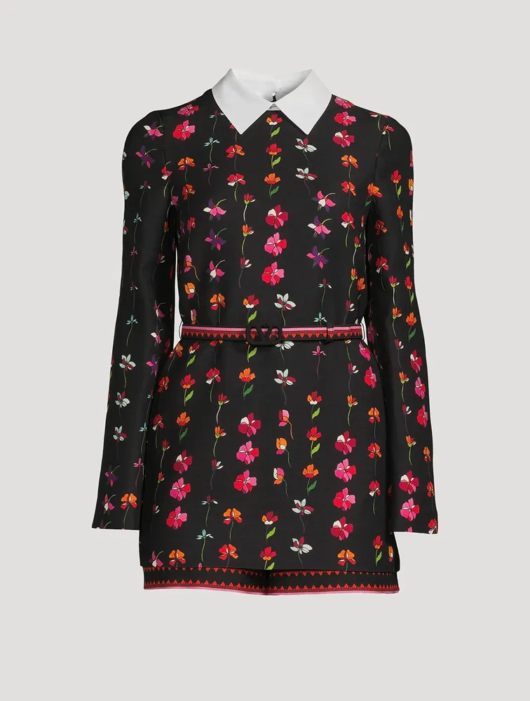 Belted Romper Floral Print