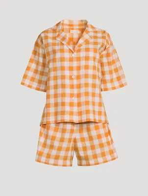 Camilla Organic Cotton Short Pajama Set Gingham Print