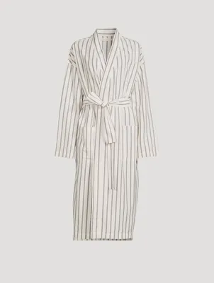 Everyone Organic Cotton And Linen Robe Stripe Print